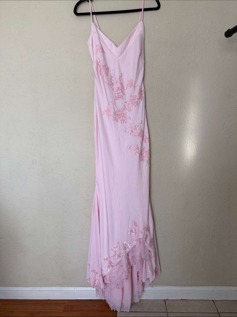 HOUSEOFCB 'Anastelle' Pink Hand Beaded Embellished Satin Maxi Dress Size S - Picture 5 of 17